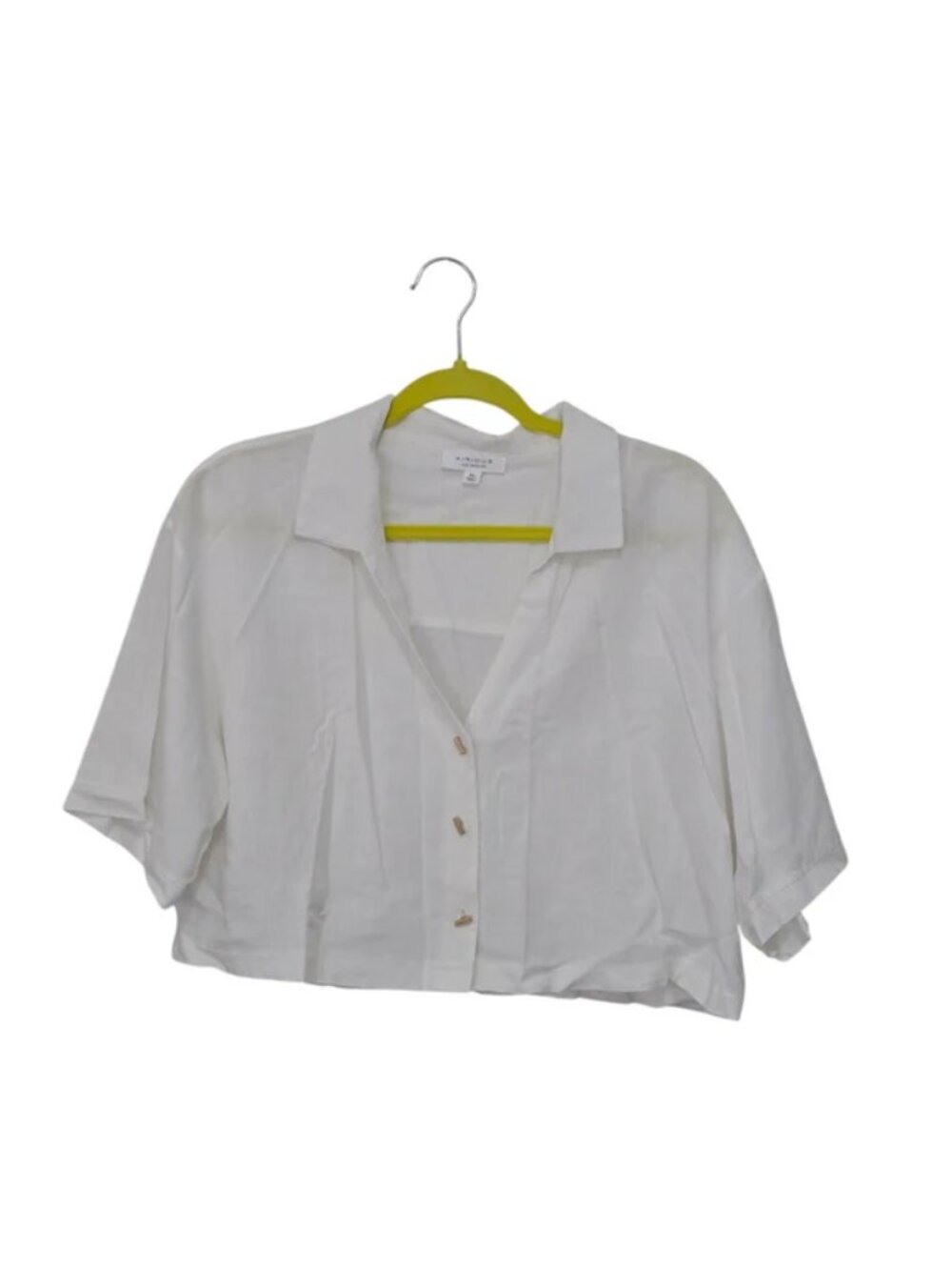 Kirious Los Angeles White Crop Button Down Short Sleeve Top Size XL